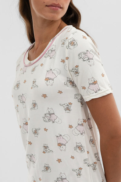 Canada Weather Gear Dog Print Tunic Pajama Top - White - Womens Pajamas - Canada Weather Gear