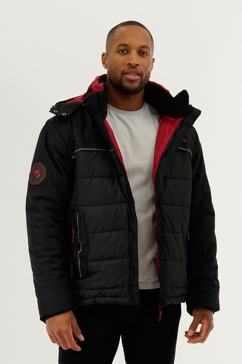Super Triple Goose Contrast Lining Puffer Bomber Jacket - Red - Mens Bomber Jackets - Canada Weather Gear