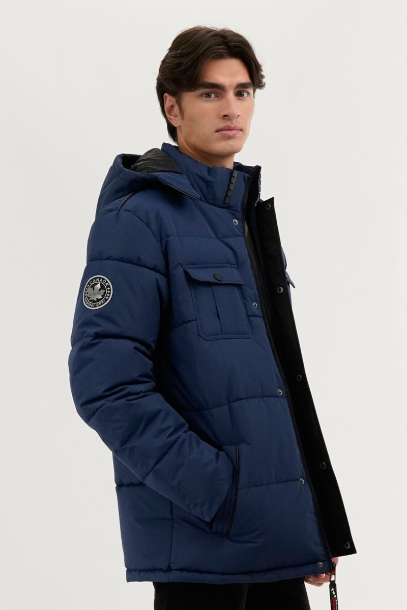 Canada Weather Gear Quilted Puffer Parka Jacket - Navy - Mens Parka Jackets - Canada Weather Gear