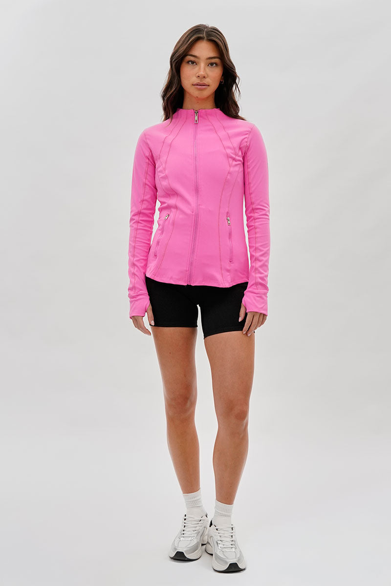 Canada Weather Gear Fitted Yoga Lightweight Jacket - Pink - Womens Lightweight Jackets - Canada Weather Gear