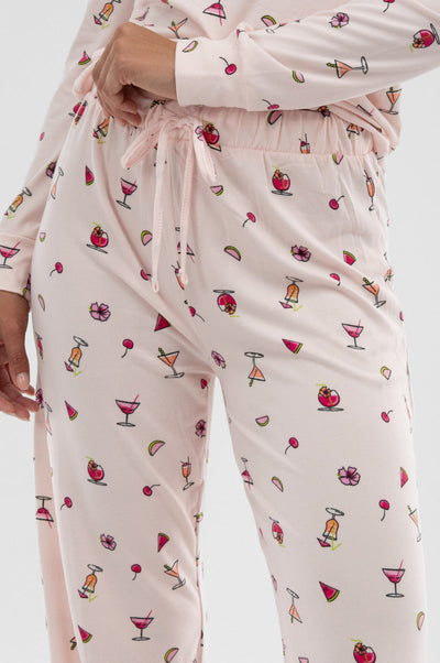 Canada Weather Gear Drink Print Wide Leg Pajama Pants - Blush - Womens Pajamas - Canada Weather Gear
