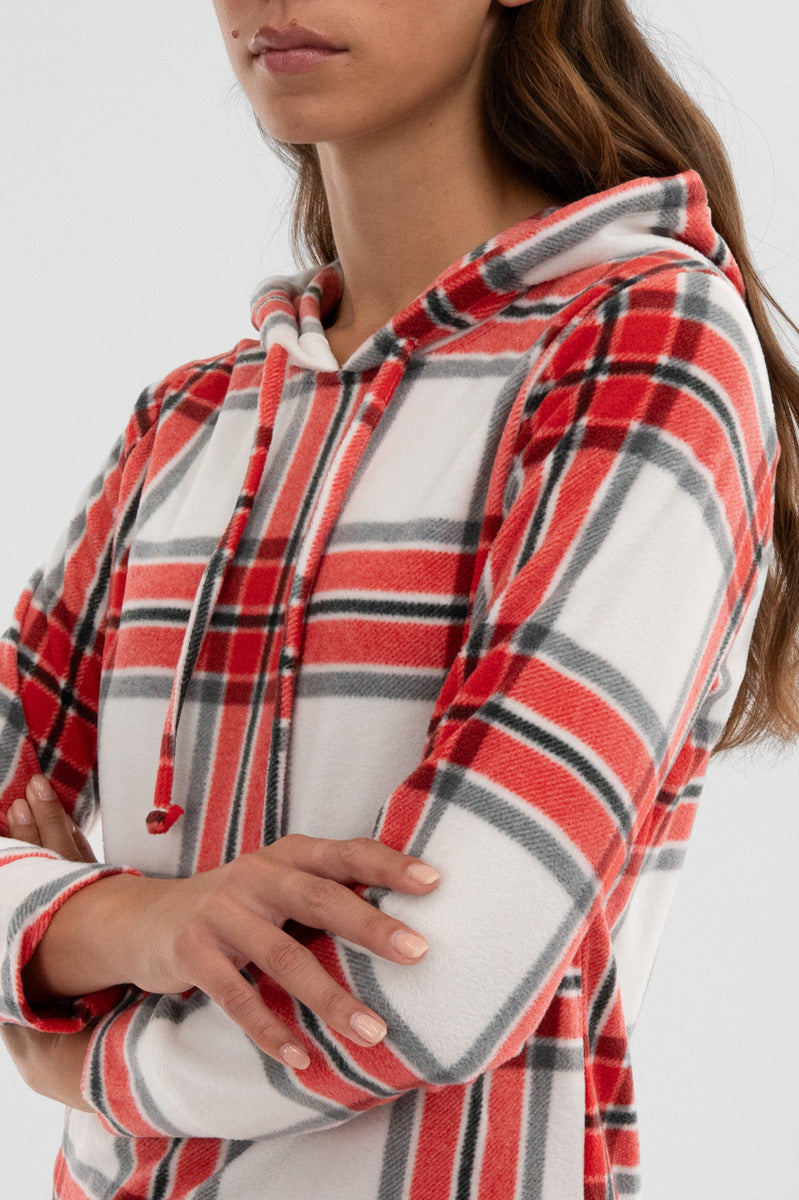 Canada Weather Gear Plaid Hooded Pajama Top - White - Womens Pajamas - Canada Weather Gear