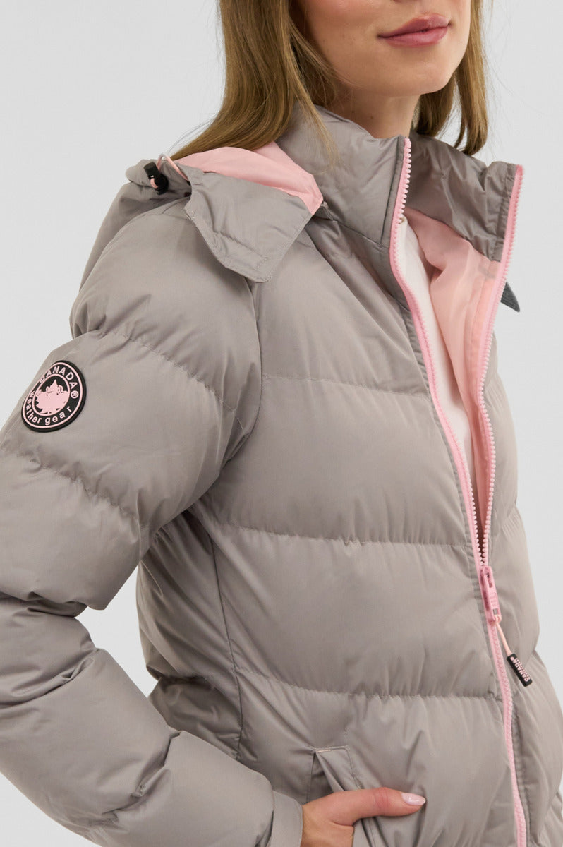 Canada Weather Gear Chevron Bubble Bomber Jacket - Stone - Womens Bomber Jackets - Canada Weather Gear