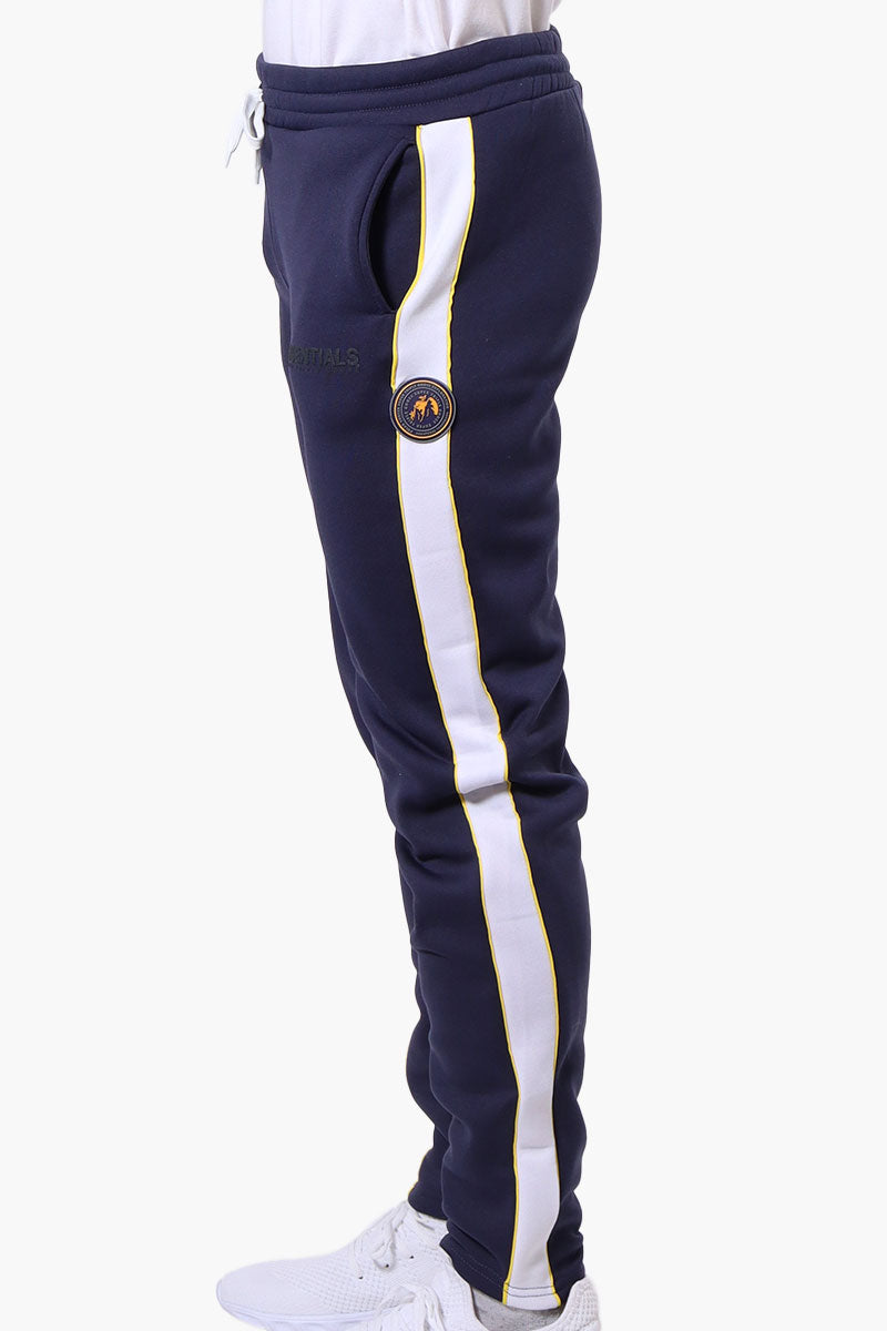 Essentials Super Triple Goose Side Stripe Tie Waist Sweatpants - Navy - Mens Joggers & Sweatpants - Canada Weather Gear