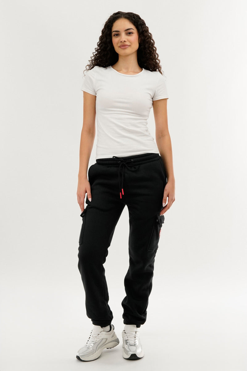 Canada Weather Gear Fleece Cargo Joggers - Black - Womens Joggers & Sweatpants - Canada Weather Gear