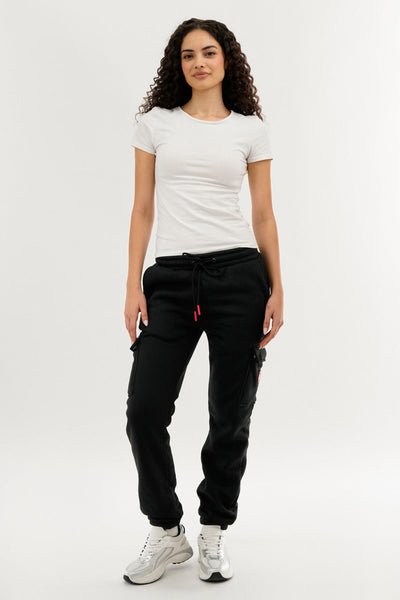 Canada Weather Gear Fleece Cargo Joggers - Black - Womens Joggers & Sweatpants - Canada Weather Gear