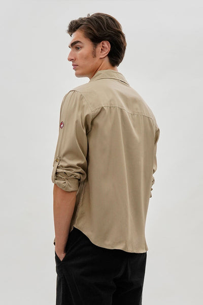 Canada Weather Gear Utility Ripstop Casual Shirt - Beige - Mens Casual Shirts - Canada Weather Gear
