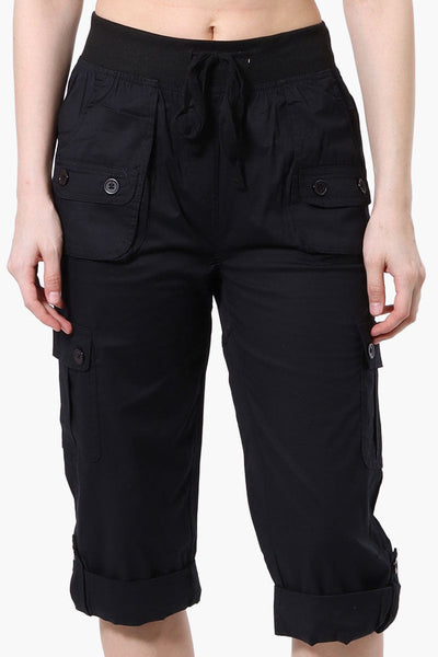 Canada Weather Gear Tie Waist Cargo Capris - Black - Womens Shorts & Capris - Canada Weather Gear