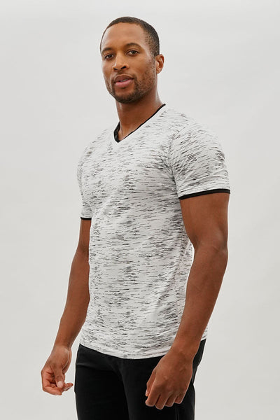 Canada Weather Gear Vintage Patterned V-Neck Tee - White - Mens Tees & Tank Tops - Canada Weather Gear