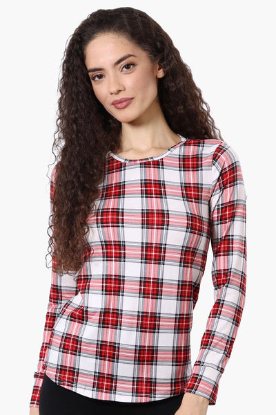 Canada Weather Gear Plaid Crewneck Pajama Top - White - Womens Pajamas - Canada Weather Gear