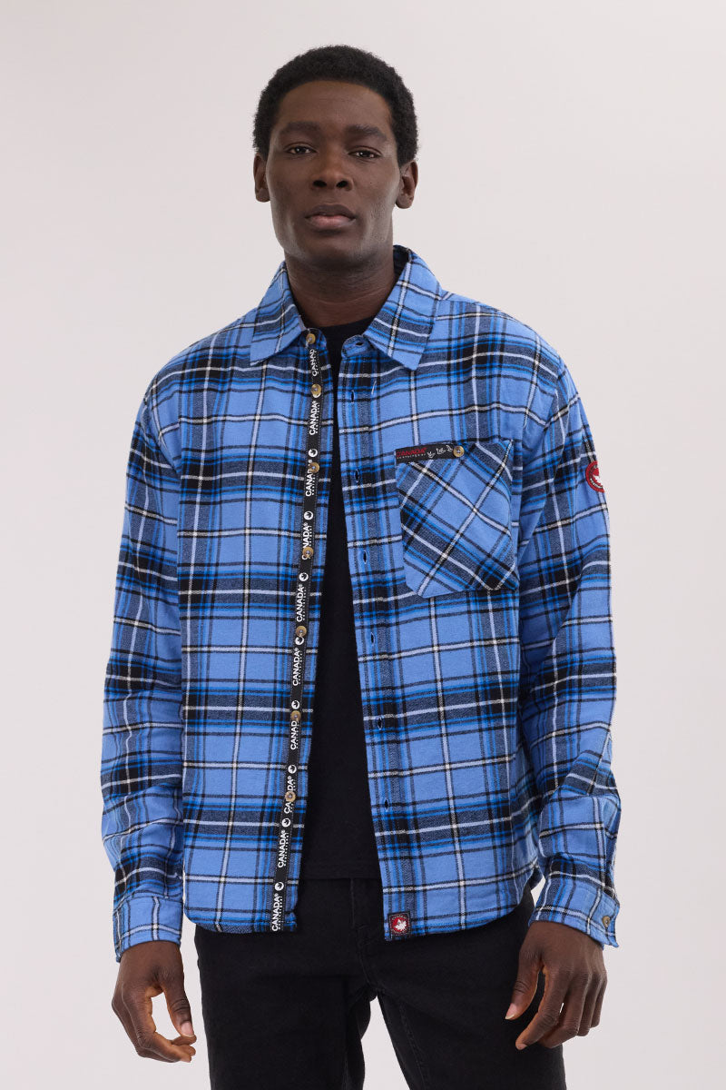 Canada Weather Gear Flannel Button Up Casual Shirt - Blue