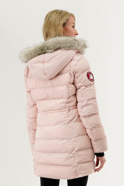 Canada Weather Gear Tie Waist Puffer Parka Jacket - Pink - Womens Parka Jackets - Canada Weather Gear