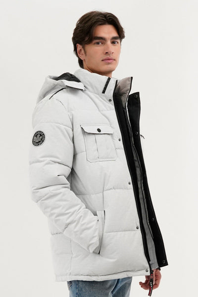 Canada Weather Gear Quilted Puffer Parka Jacket - White - Mens Parka Jackets - Canada Weather Gear