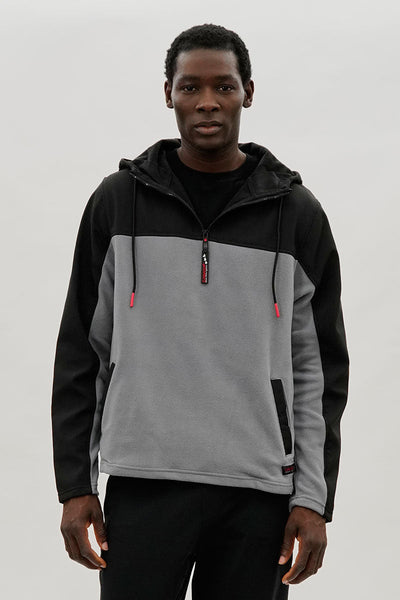 Canada Weather Gear Colour Block Half Zip Hoodie - Grey - Mens Hoodies & Sweatshirts - Canada Weather Gear