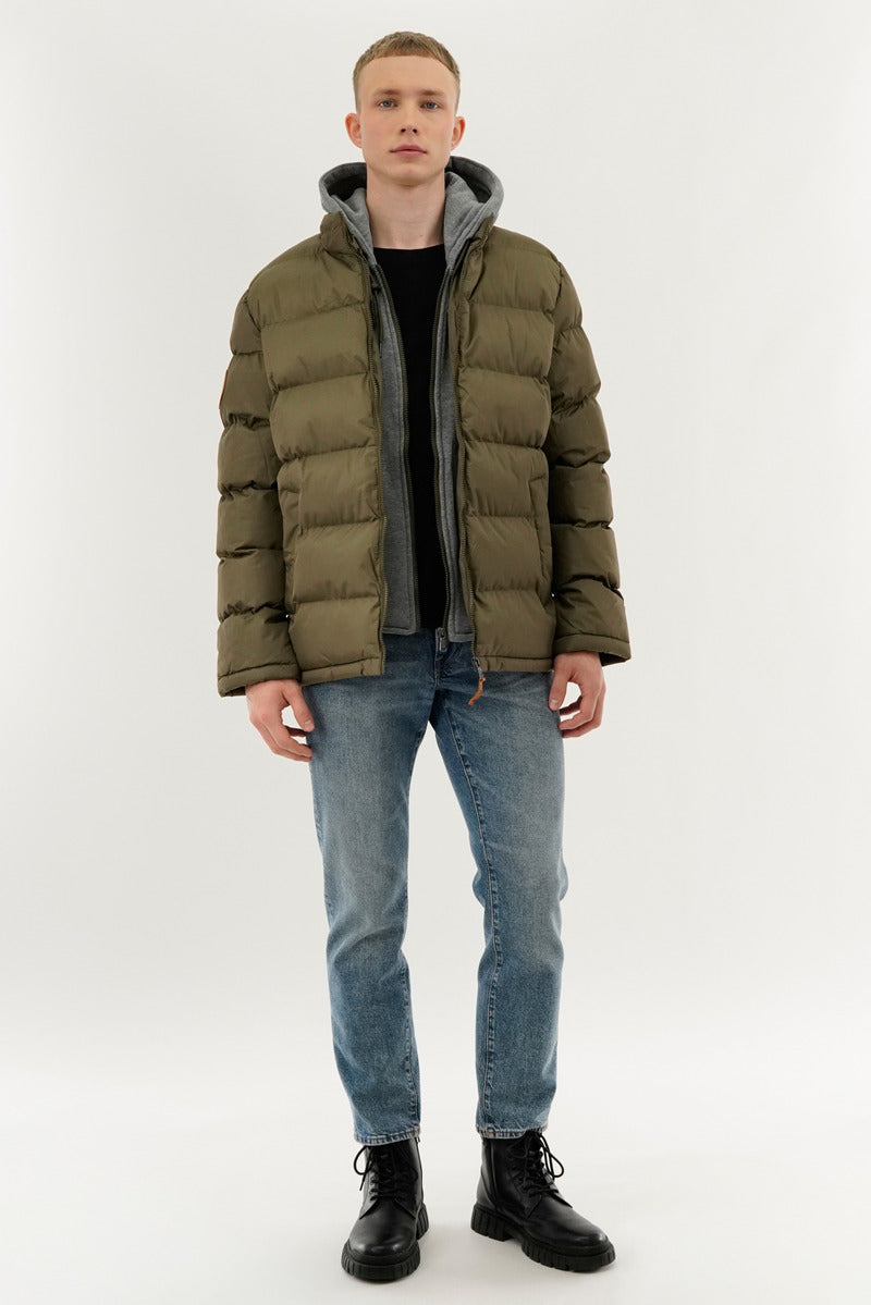 Canada Weather Gear Fleece Quilted Bomber Jacket - Olive - Mens Bomber Jackets - Canada Weather Gear
