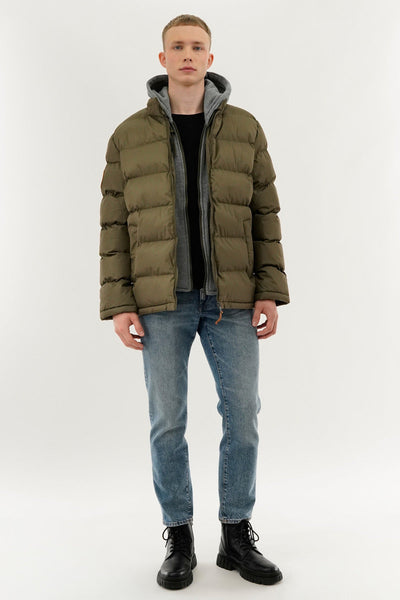 Canada Weather Gear Fleece Quilted Bomber Jacket - Olive - Mens Bomber Jackets - Canada Weather Gear