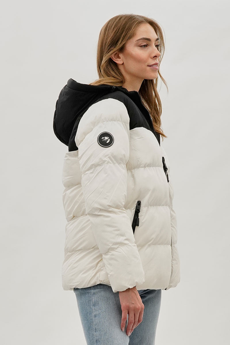 Super Triple Goose Colour Block Bomber Jacket - White