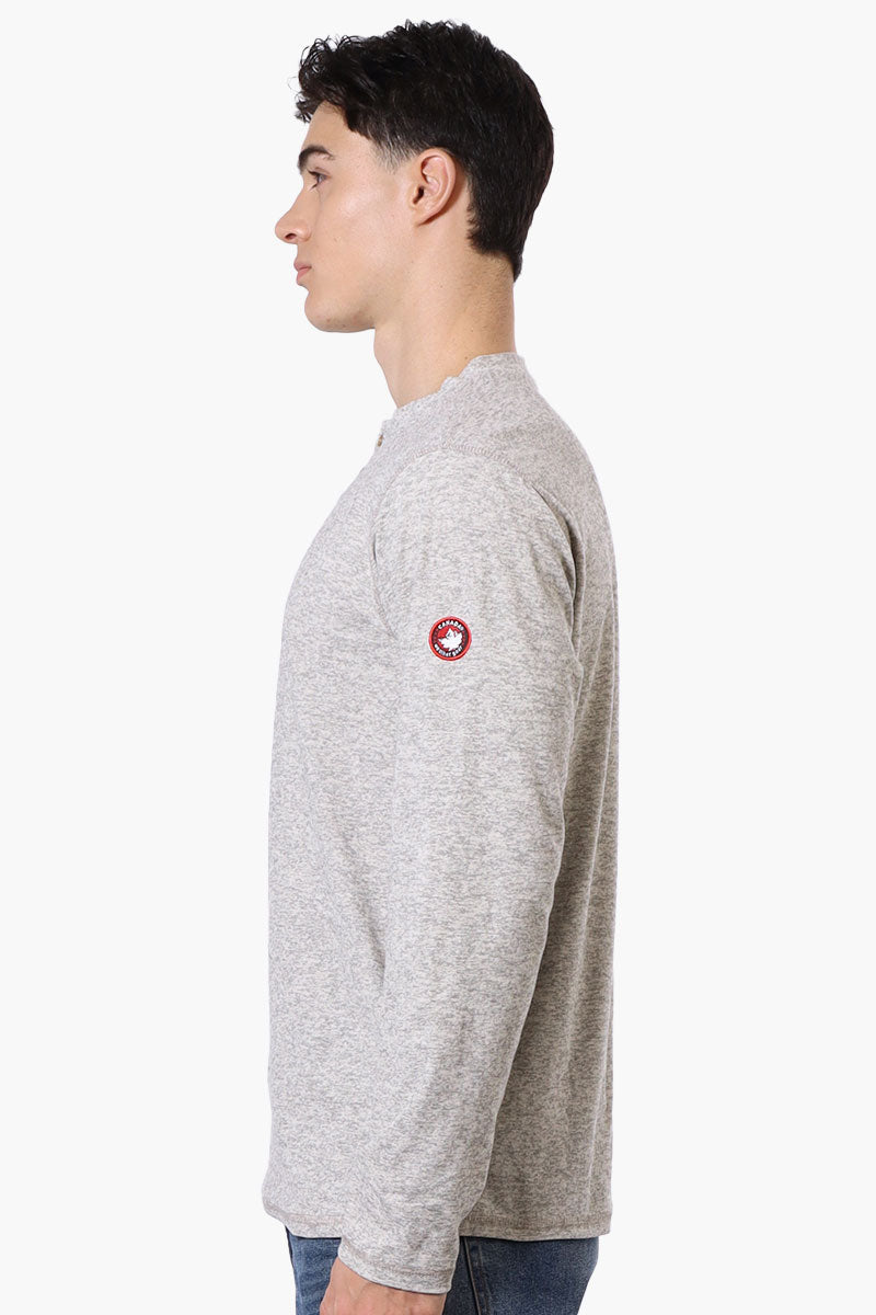 Canada Weather Gear Basic Henley Long Sleeve Top - Grey - Mens Long Sleeve Tops - Canada Weather Gear