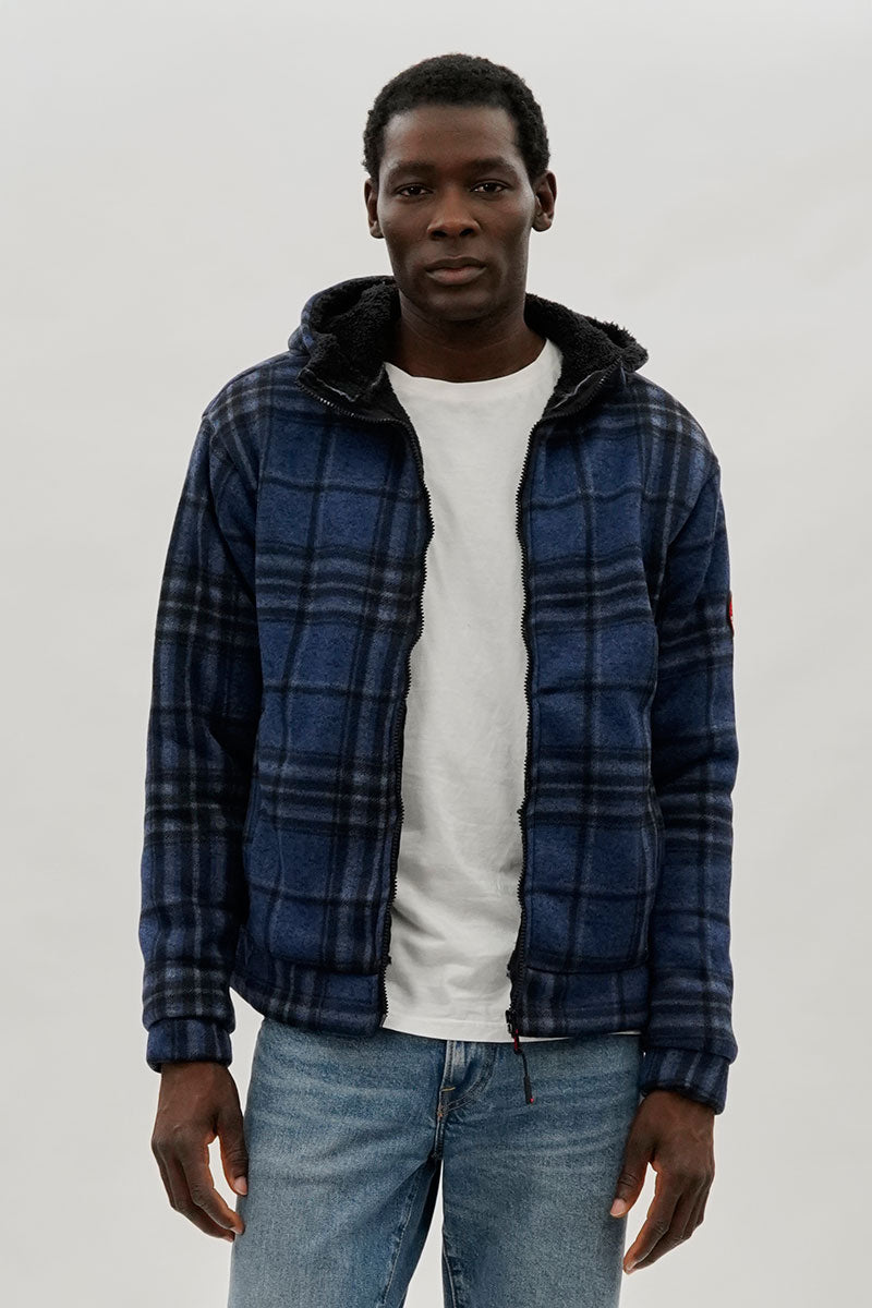 Canada Weather Gear Hooded Sherpa Lined Lightweight Jacket - Navy
