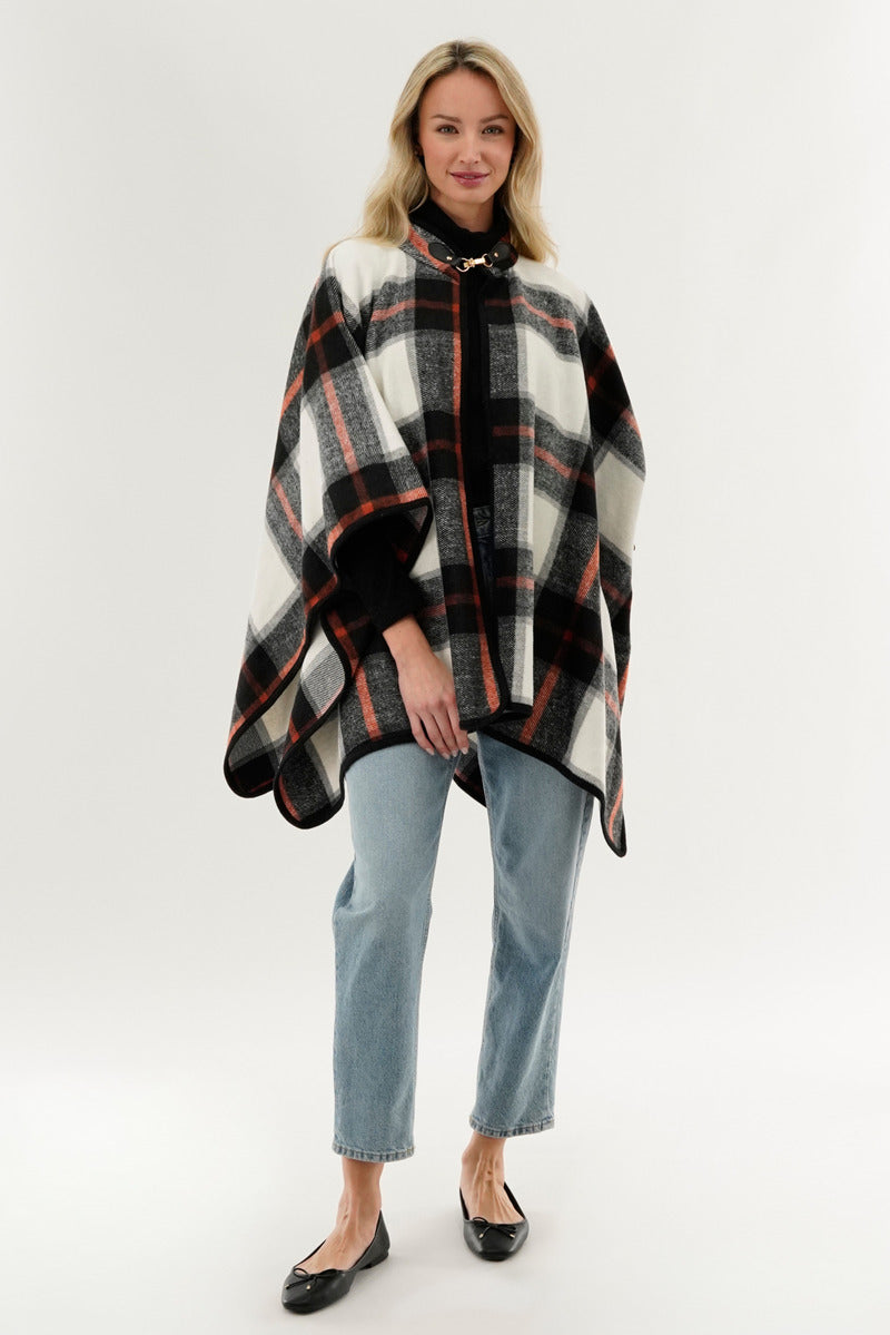 Canada Weather Gear Plaid Poncho - Black - Womens Ponchos - Canada Weather Gear