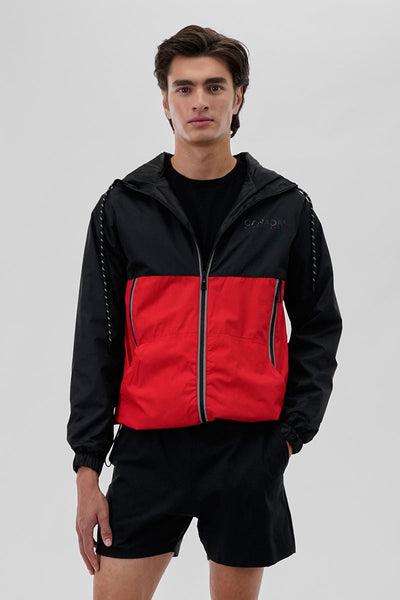 Canada Weather Gear Hooded Colour Block Lightweight Jacket - Red - Mens Lightweight Jackets - Canada Weather Gear