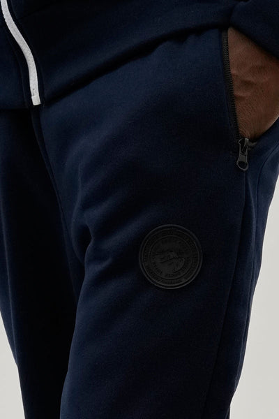 Super Triple Goose Basic Zipper Pocket Joggers - Navy