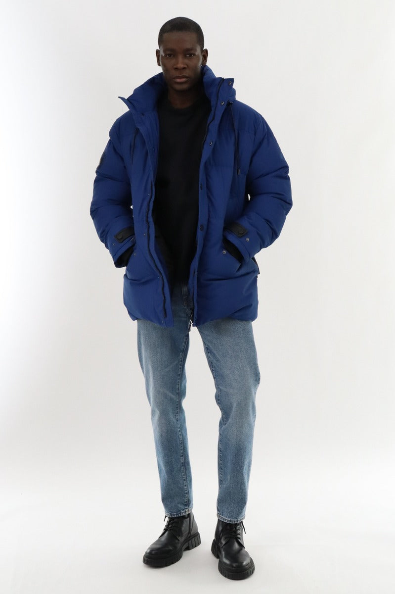 Canada Weather Gear Hip Length Parka Jacket - Blue - Mens Parka Jackets - Canada Weather Gear
