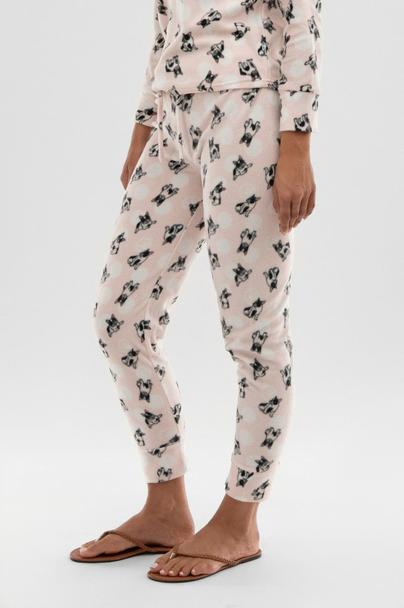 Canada Weather Gear Dog Print Wide Leg Pajama Pants - Blush - Womens Pajamas - Canada Weather Gear