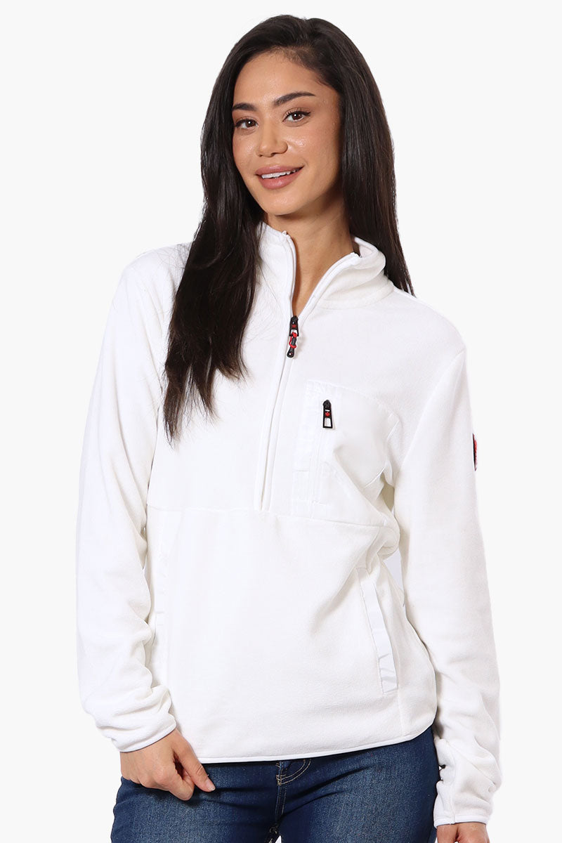 Canada Weather Gear 1/4 Zip Polar Fleece Pullover Sweater - White - Womens Pullover Sweaters - Canada Weather Gear