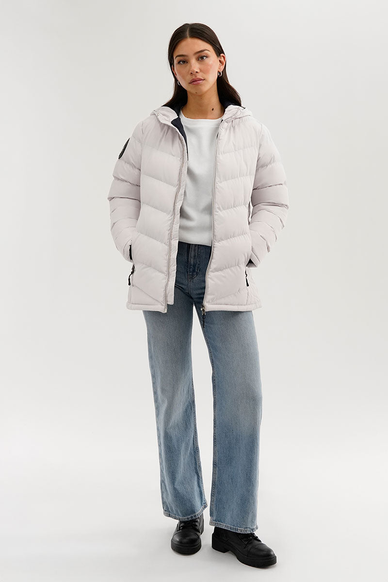 Canada Weather Gear Chevron Quilted Bomber Jacket - White - Womens Bomber Jackets - Canada Weather Gear