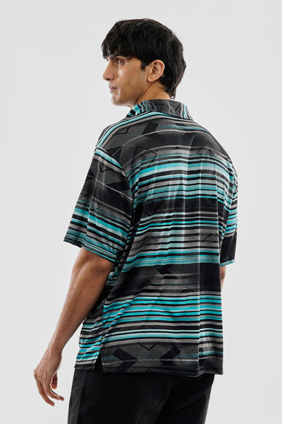 Canada Weather Gear Performance Striped Geometric Print Polo Shirt - Black - Mens Polo Shirts - Canada Weather Gear