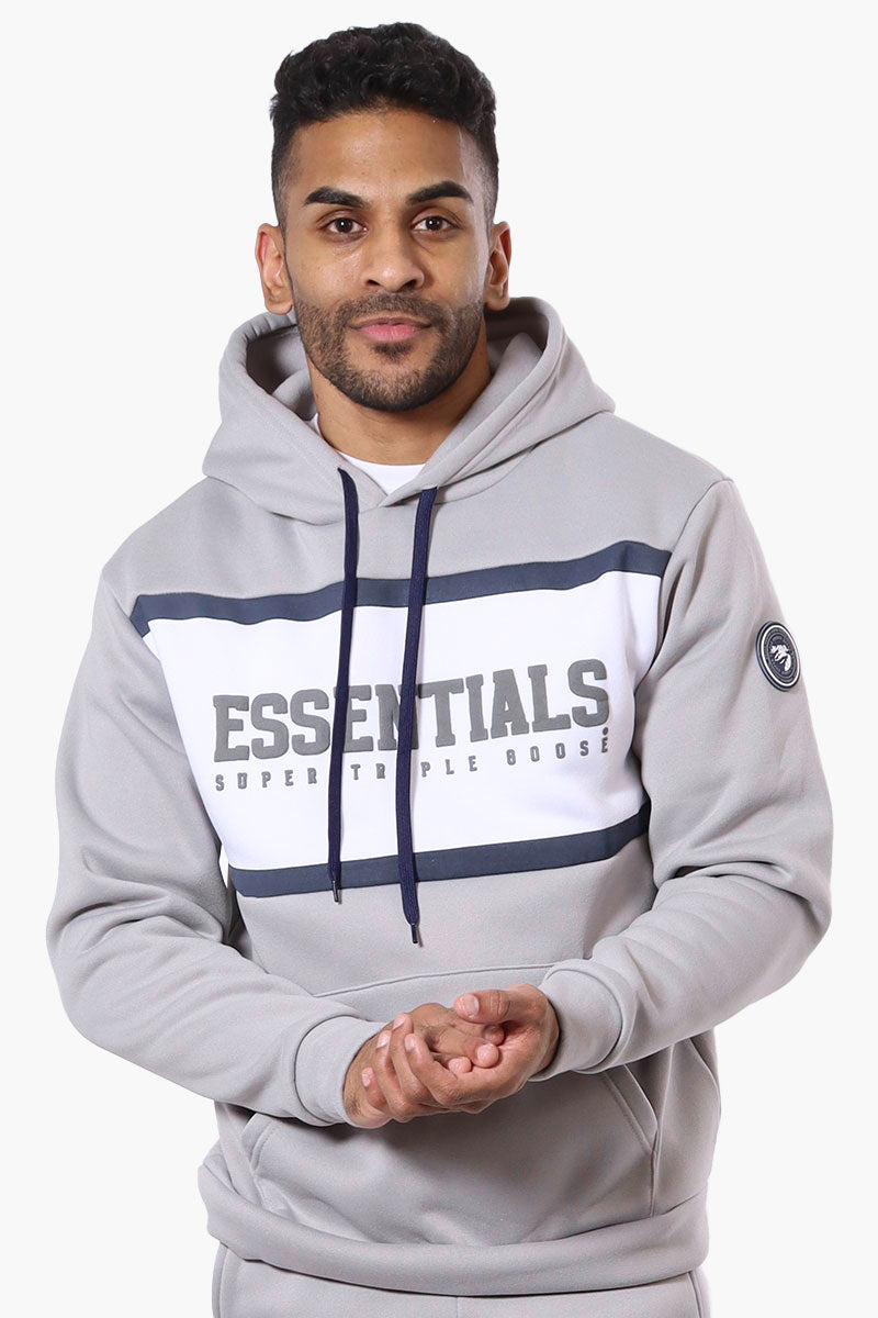 Essentials Super Triple Goose Striped Logo Hoodie - Grey - Mens Hoodies & Sweatshirts - Canada Weather Gear