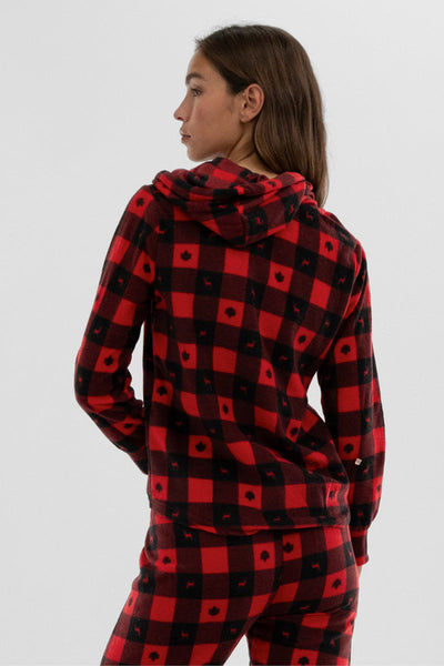 Canada Weather Gear Plaid Hooded Pajama Top - Red - Womens Pajamas - Canada Weather Gear