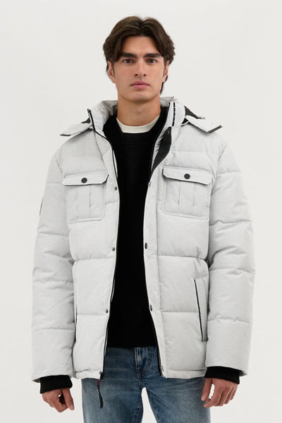 Canada Weather Gear Quilted Puffer Parka Jacket - White - Mens Parka Jackets - Canada Weather Gear