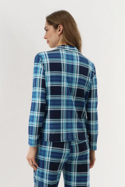 Canada Weather Gear Long Sleeve Button Up Pajama Top - Blue - Womens Pajamas - Canada Weather Gear