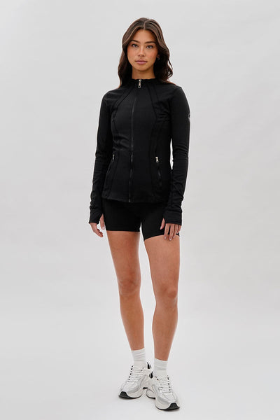 Canada Weather Gear Fitted Yoga Lightweight Jacket - Black - Womens Lightweight Jackets - Canada Weather Gear