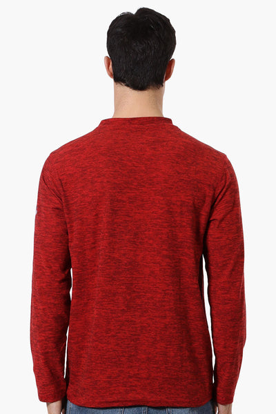 Canada Weather Gear Basic Henley Long Sleeve Top - Red - Mens Long Sleeve Tops - Canada Weather Gear