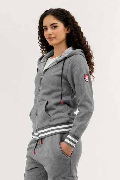Canada Weather Gear Fleece Zip Up Hoodie - Grey - Womens Hoodies & Sweatshirts - Canada Weather Gear