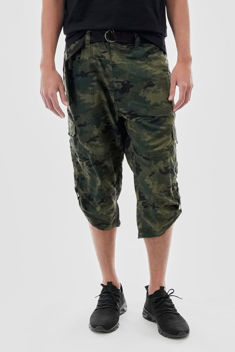 Canada Weather Gear Belted Camo Print Cargo Shorts - Olive - Mens Shorts & Capris - Canada Weather Gear