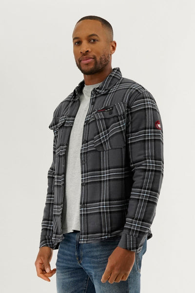 Canada Weather Gear Plaid Plush Lined Lightweight Jacket - Grey - Mens Lightweight Jackets - Canada Weather Gear