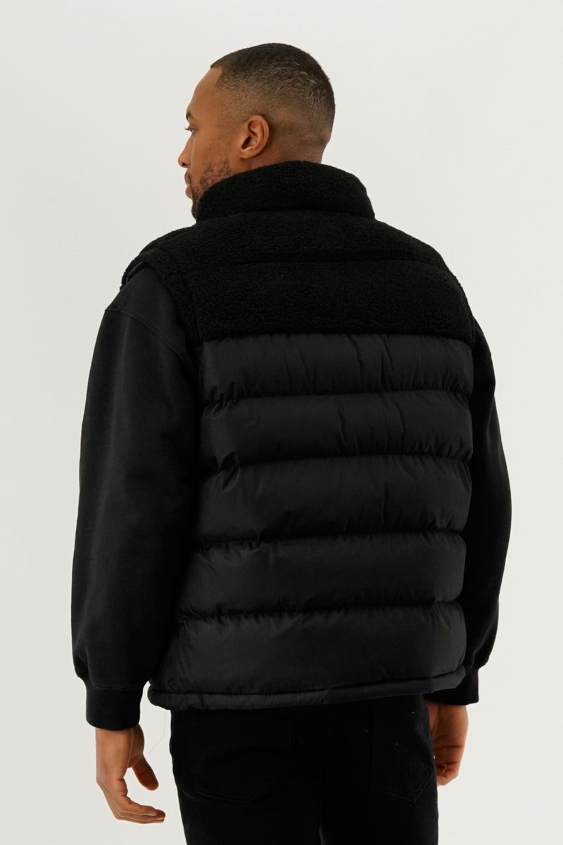 Canada Weather Gear Sherpa Panel Bubble Vest - Black - Mens Vests - Canada Weather Gear