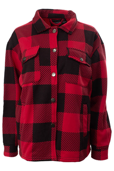 Canada Weather Gear Plaid Printed Shacket - Red - Womens Lightweight Jackets - Canada Weather Gear