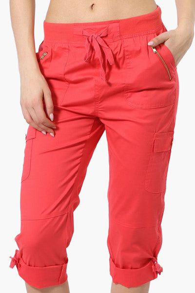 Canada Weather Gear Tie Waist Cargo Capris - Coral - Womens Shorts & Capris - Canada Weather Gear