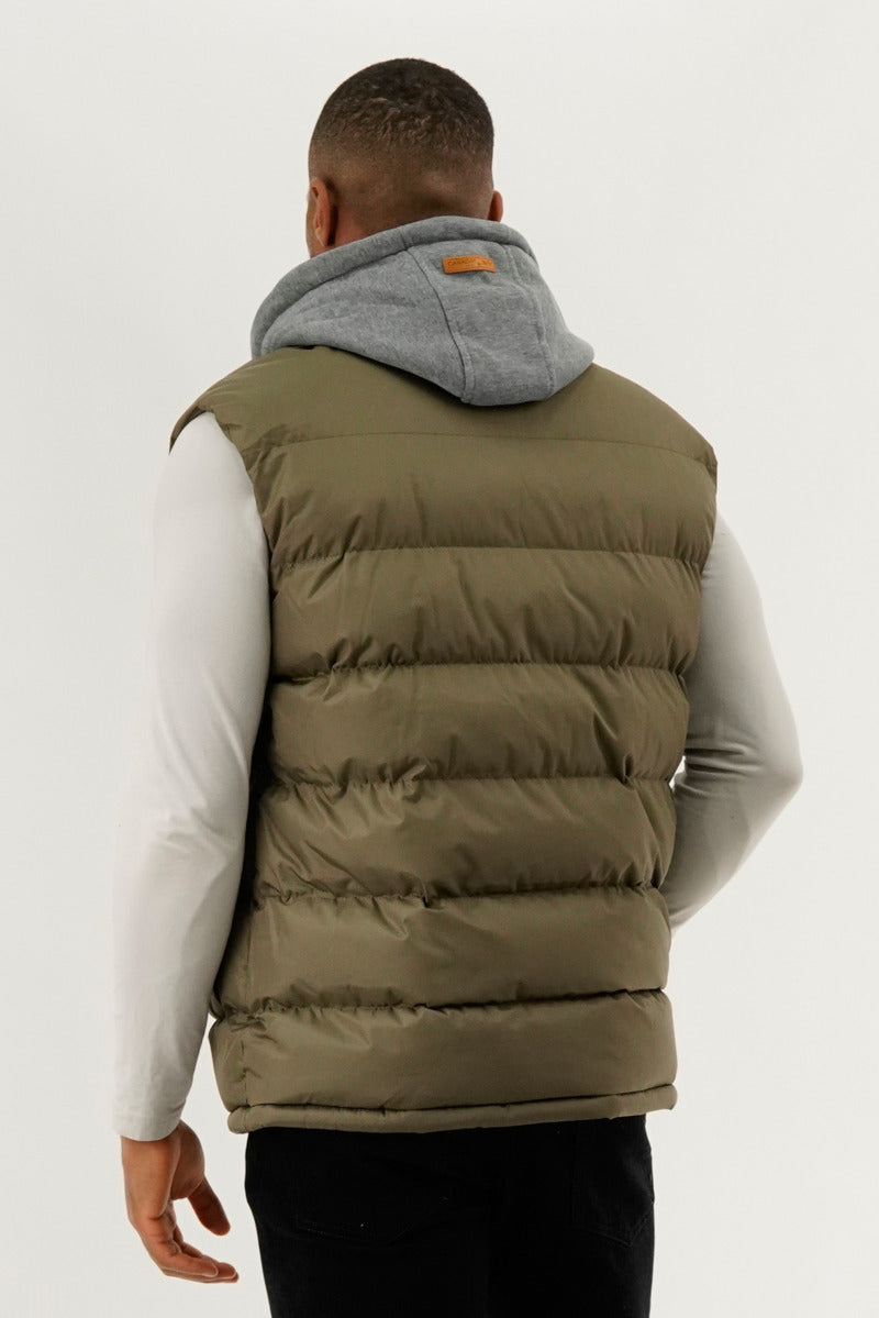 Canada Weather Gear Hooded Puffer Vest - Olive - Mens Vests - Canada Weather Gear
