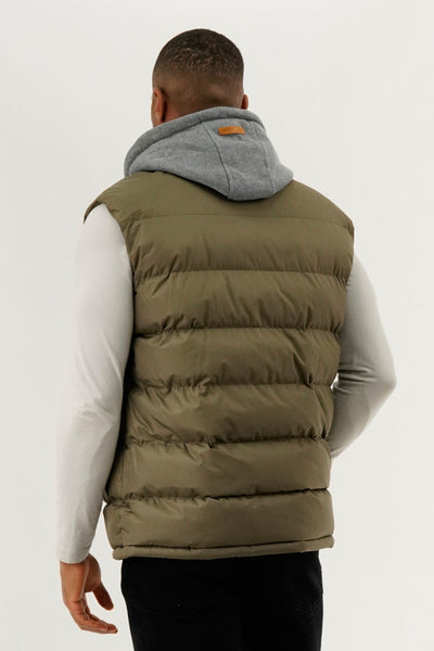 Canada Weather Gear Hooded Puffer Vest - Olive - Mens Vests - Canada Weather Gear