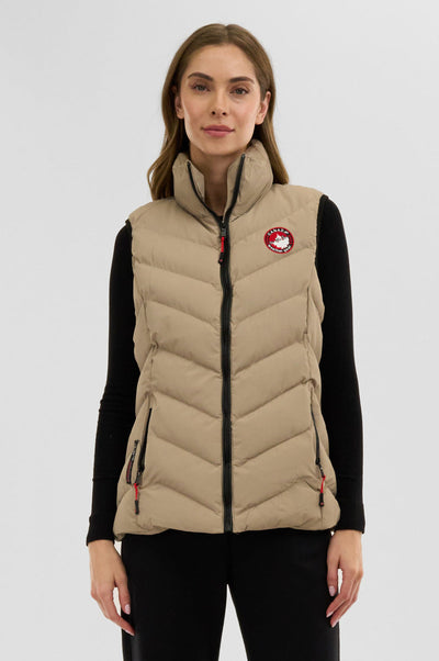 Canada Weather Gear Chevron Bubble Vest - Beige - Womens Vests - Canada Weather Gear