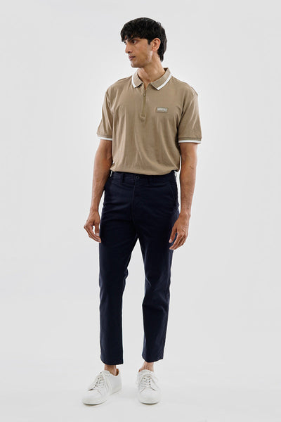 Essentials Super Triple Goose 1/4 Zip Stripe Polo Shirt - Camel - Mens Polo Shirts - Canada Weather Gear