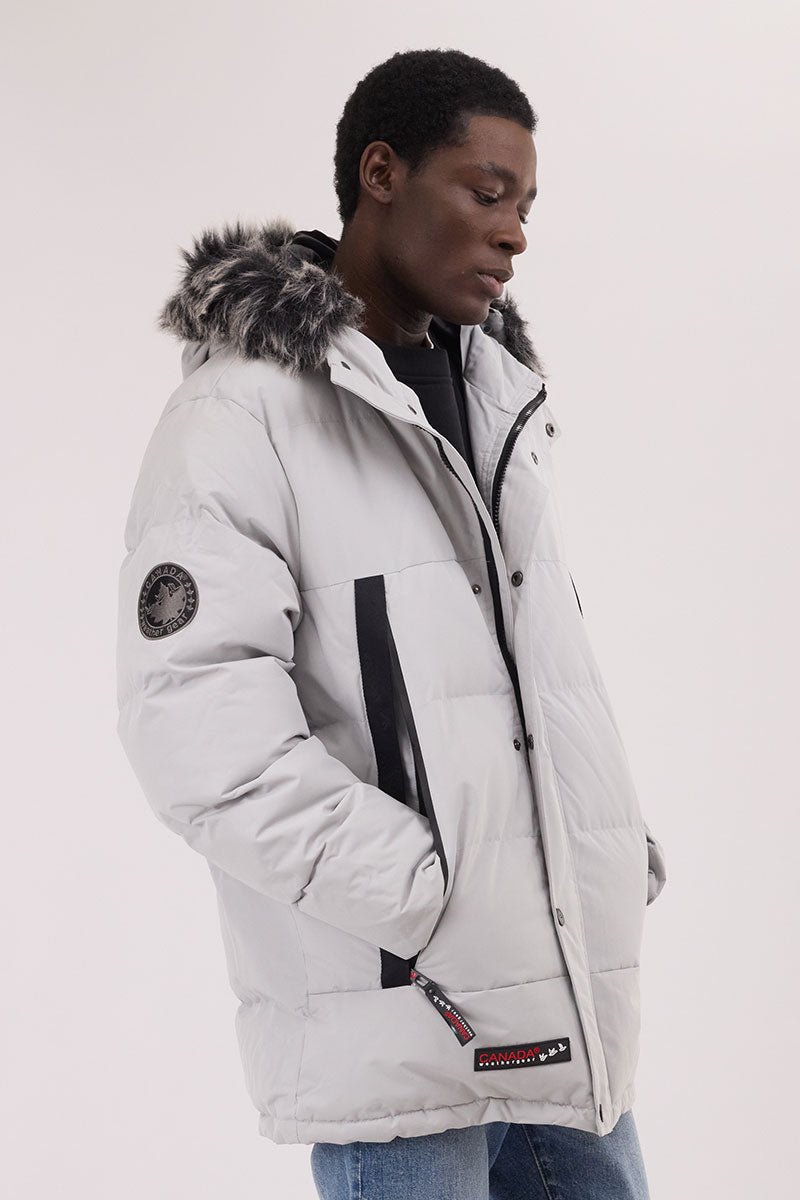 Canada Weather Gear Faux Fur Trim Puffer Parka Jacket - Stone