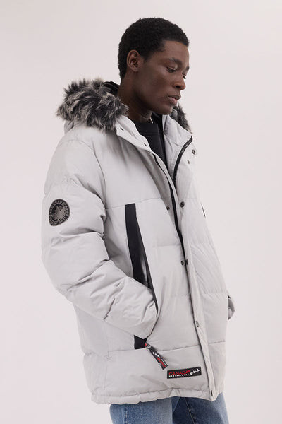 Canada Weather Gear Faux Fur Trim Puffer Parka Jacket - Stone