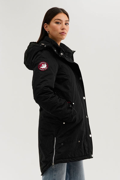 Canada Weather Gear Sherpa Lined Parka Jacket - Black - Womens Parka Jackets - Canada Weather Gear